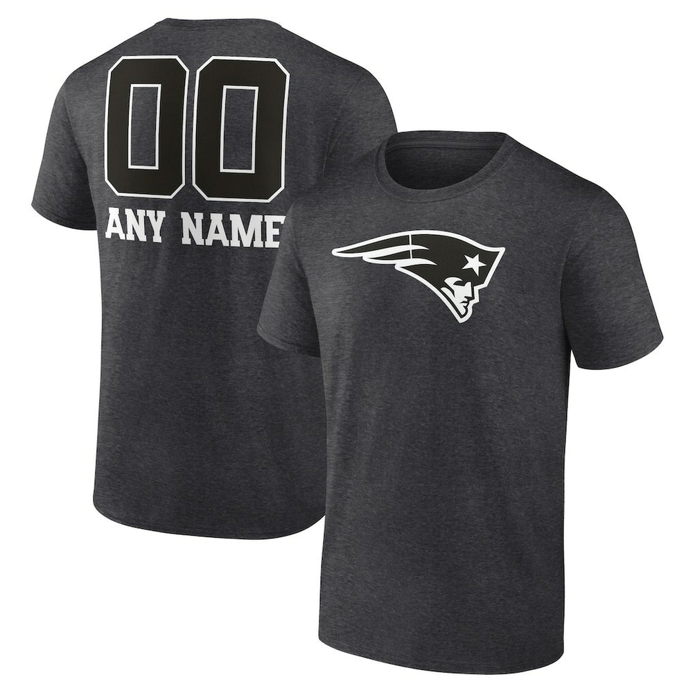 New England Patriots Personalized Name & Number Monochrome T-Shirt - Charcoal T-shirts