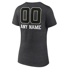New England Patriots Women's Personalized Name & Number Monochrome V-Neck Long Sleeve T-Shirt - Charcoal T-shirts