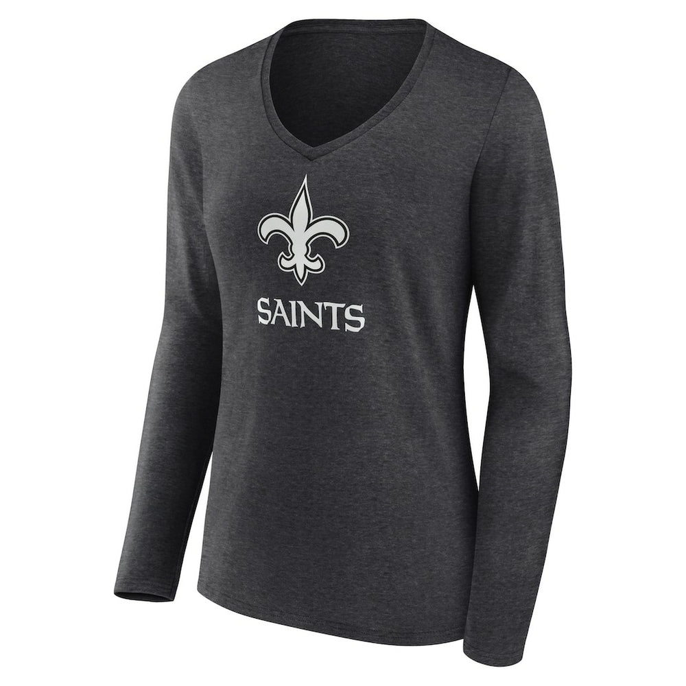 New Orleans Saints Women's Personalized Name & Number Monochrome V-neck T-Shirt - Charcoal T-shirts