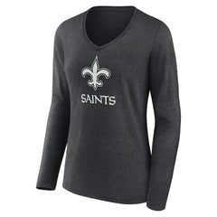New Orleans Saints Women's Personalized Name & Number Monochrome V-neck T-Shirt - Charcoal T-shirts