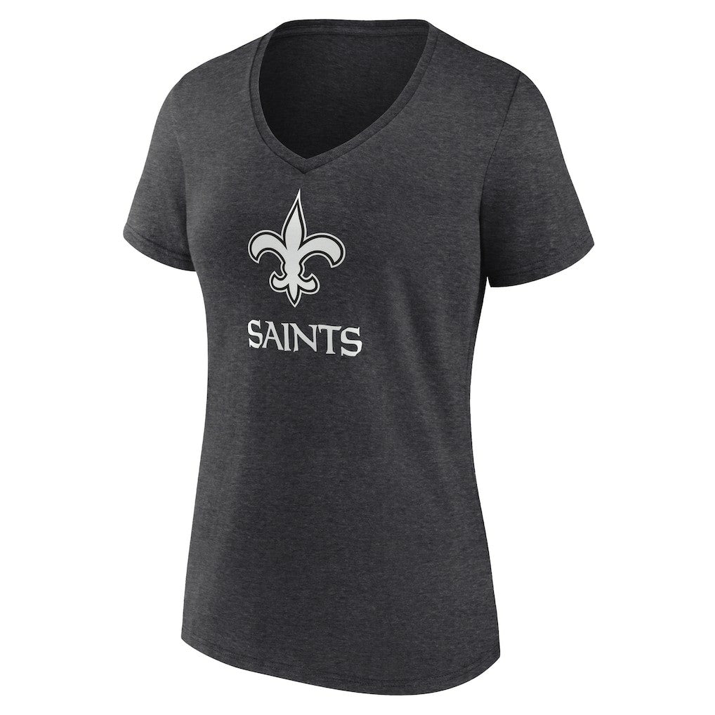 New Orleans Saints Women's Personalized Name & Number Monochrome V-Neck Long Sleeve T-Shirt - Charcoal T-shirts