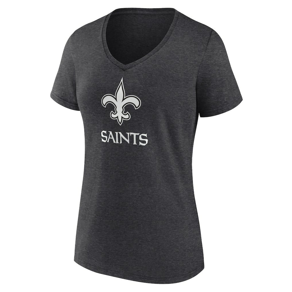 New Orleans Saints Women's Personalized Name & Number Monochrome V-Neck Long Sleeve T-Shirt - Charcoal T-shirts