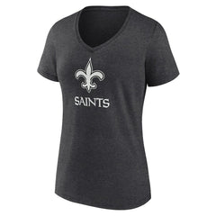 New Orleans Saints Women's Personalized Name & Number Monochrome V-Neck Long Sleeve T-Shirt - Charcoal T-shirts