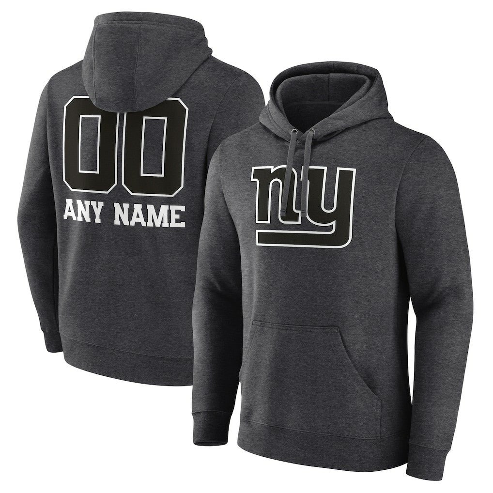 New York Giants Personalized Name & Number Monochrome Pullover Hoodie - Charcoal Hoodies