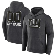 New York Giants Personalized Name & Number Monochrome Pullover Hoodie - Charcoal Hoodies