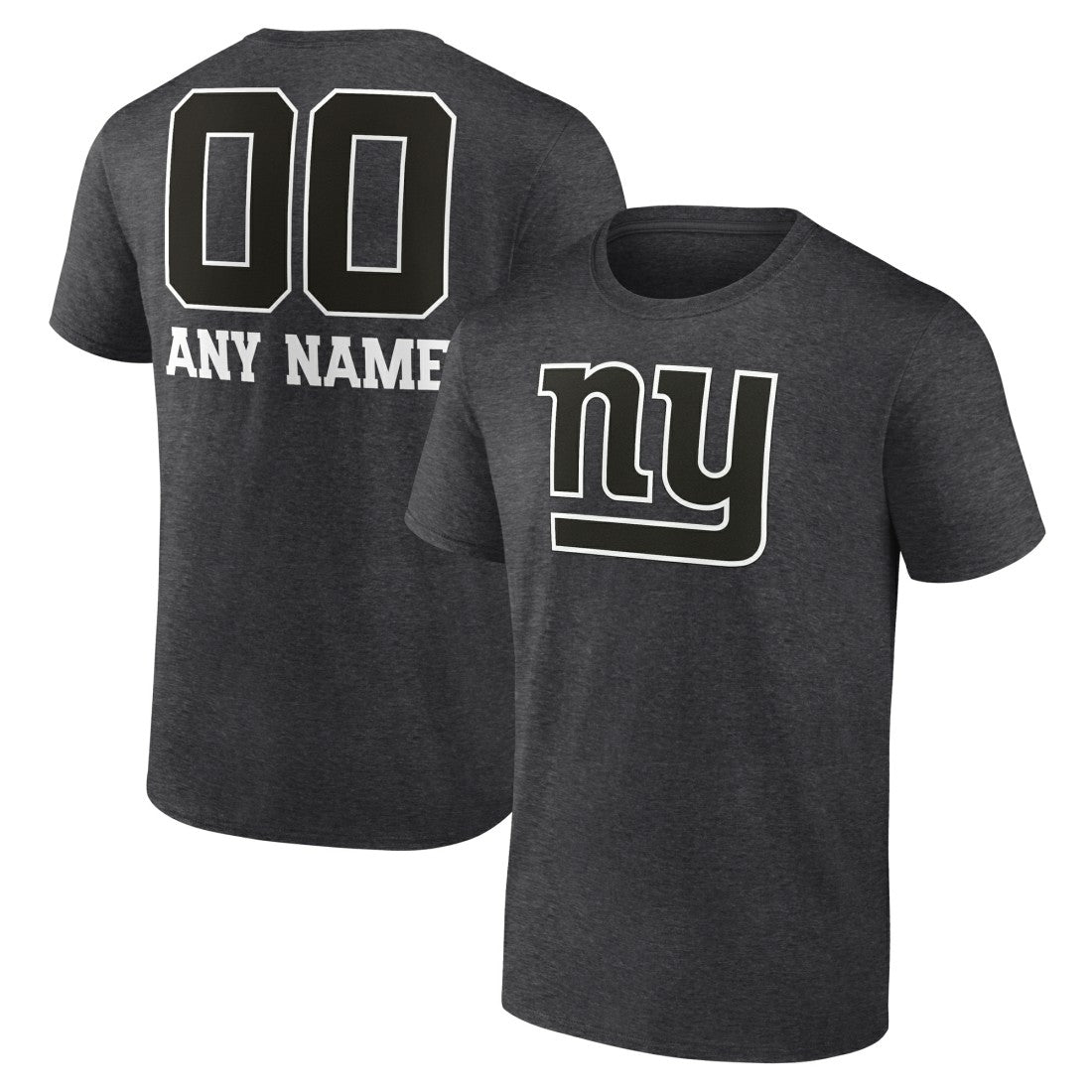 New York Giants Personalized Name & Number Monochrome T-Shirt - Charcoal T-shirts