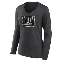 New York Giants Women's Personalized Name & Number Monochrome V-neck T-Shirt - Charcoal T-shirts