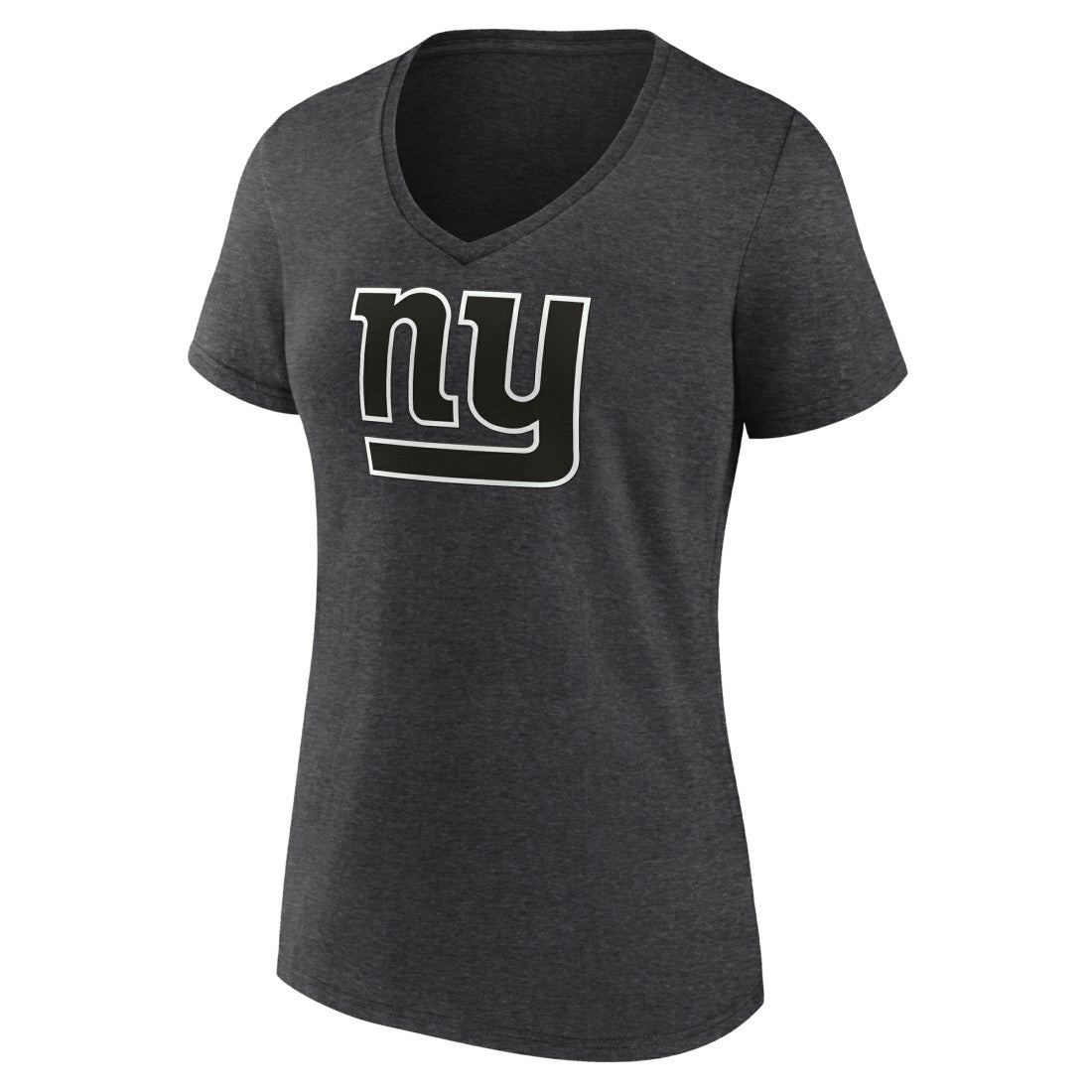 New York Giants Women's Personalized Name & Number Monochrome V-Neck Long Sleeve T-Shirt - Charcoal T-shirts