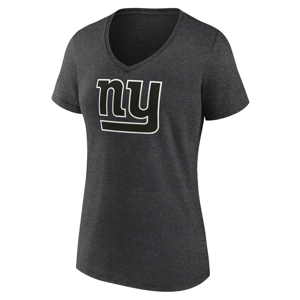 New York Giants Women's Personalized Name & Number Monochrome V-Neck Long Sleeve T-Shirt - Charcoal T-shirts