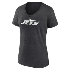 New York Jets Women's Personalized Name & Number Monochrome V-Neck Long Sleeve T-Shirt - Charcoal T-shirts