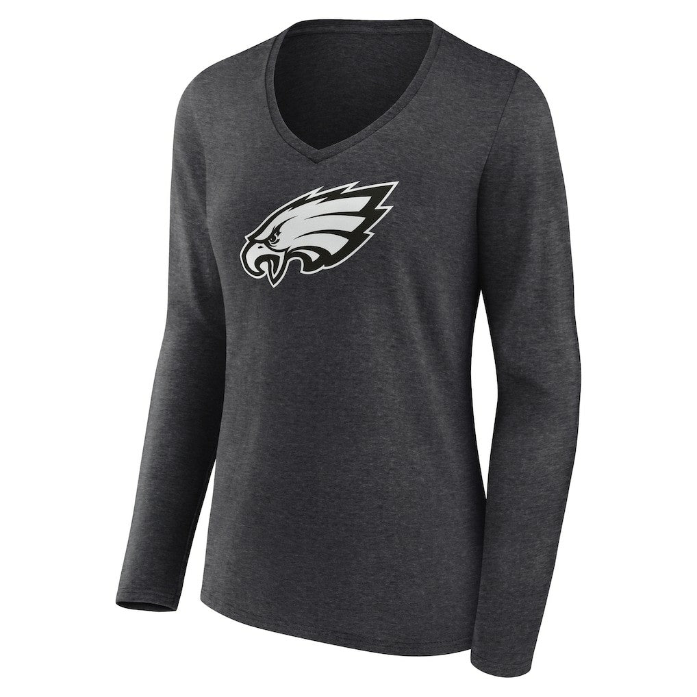 Philadelphia Eagles Women's Personalized Name & Number Monochrome V-neck T-Shirt - Charcoal T-shirts