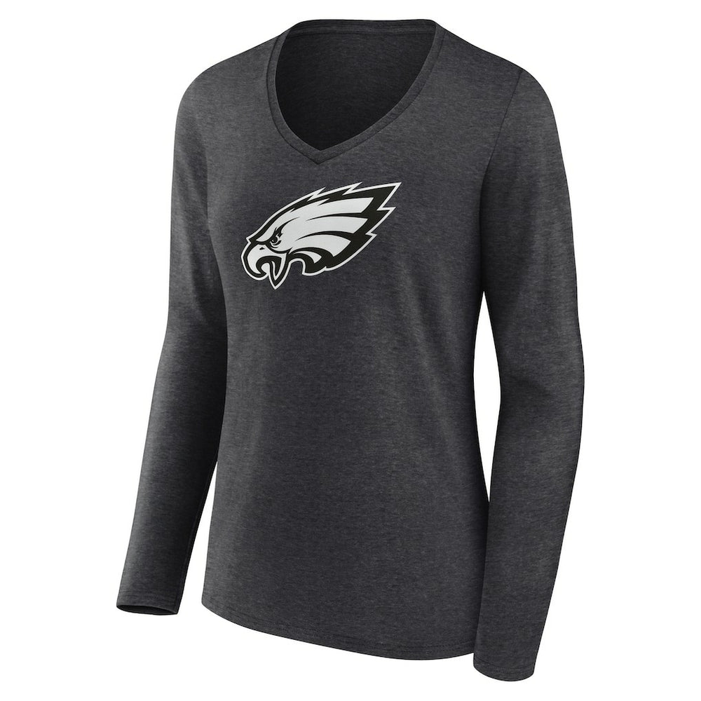 Philadelphia Eagles Women's Personalized Name & Number Monochrome V-neck T-Shirt - Charcoal T-shirts