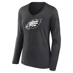 Philadelphia Eagles Women's Personalized Name & Number Monochrome V-neck T-Shirt - Charcoal T-shirts