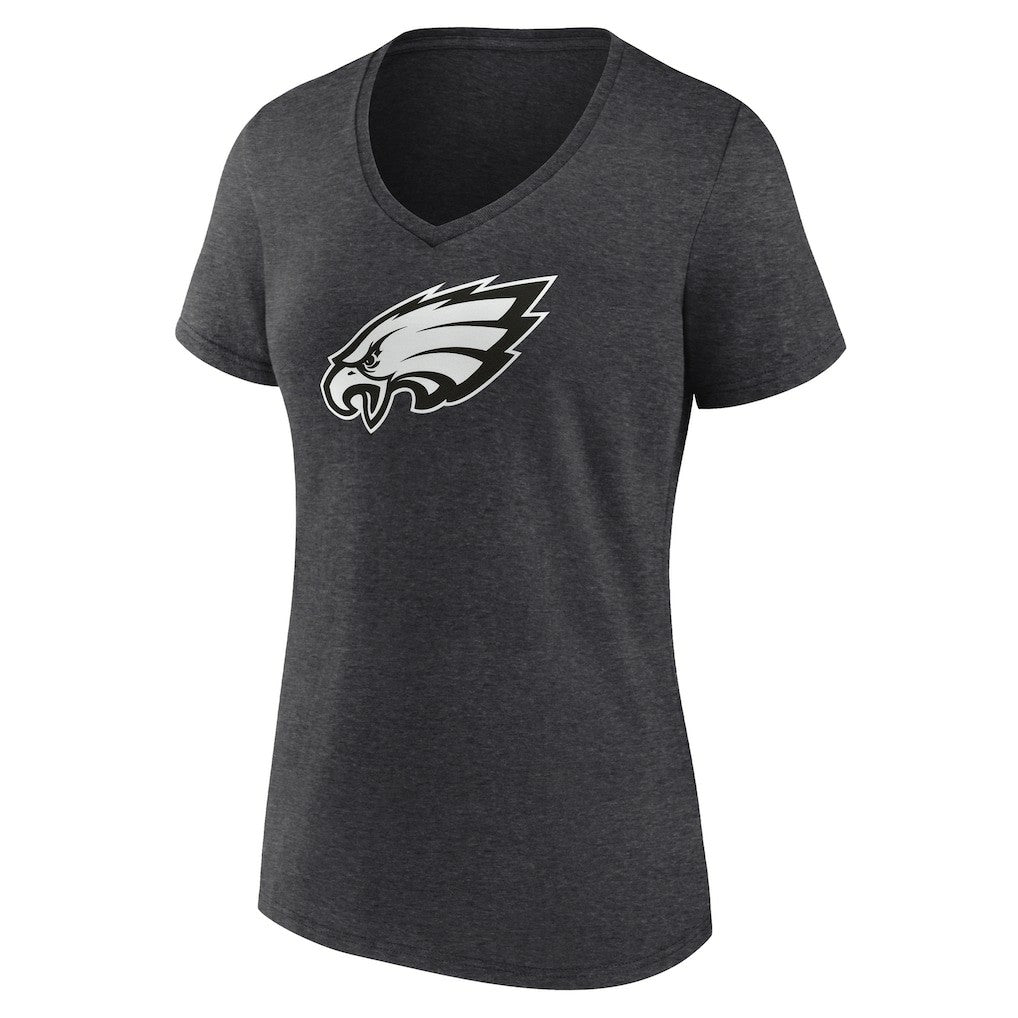 Philadelphia Eagles Women's Personalized Name & Number Monochrome V-Neck Long Sleeve T-Shirt - Charcoal T-shirts