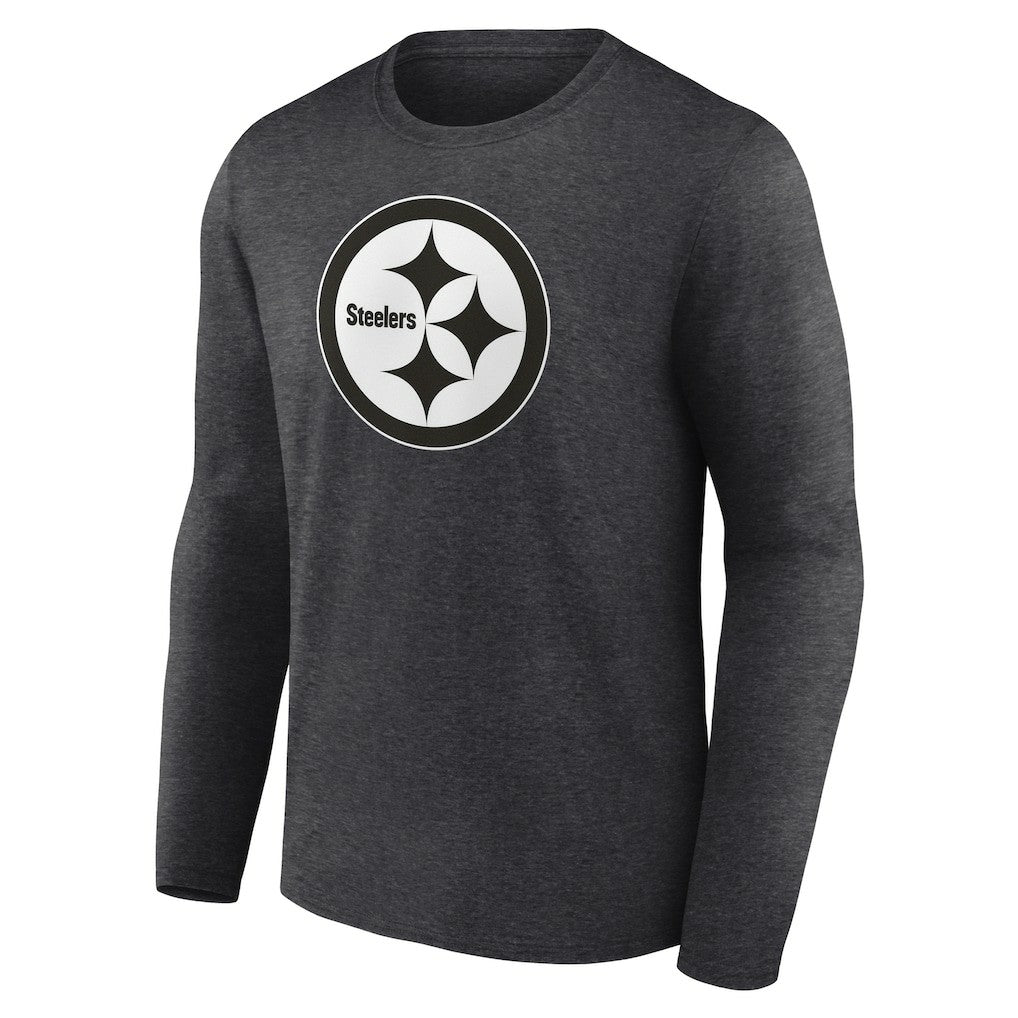 Pittsburgh Steelers Personalized Name & Number Monochrome Long Sleeve T-Shirt - Charcoal T-shirts