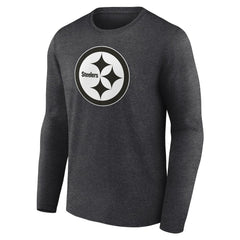Pittsburgh Steelers Personalized Name & Number Monochrome Long Sleeve T-Shirt - Charcoal T-shirts