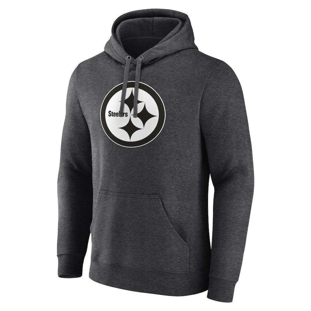 Pittsburgh Steelers Personalized Name & Number Monochrome Pullover Hoodie - Charcoal Hoodies