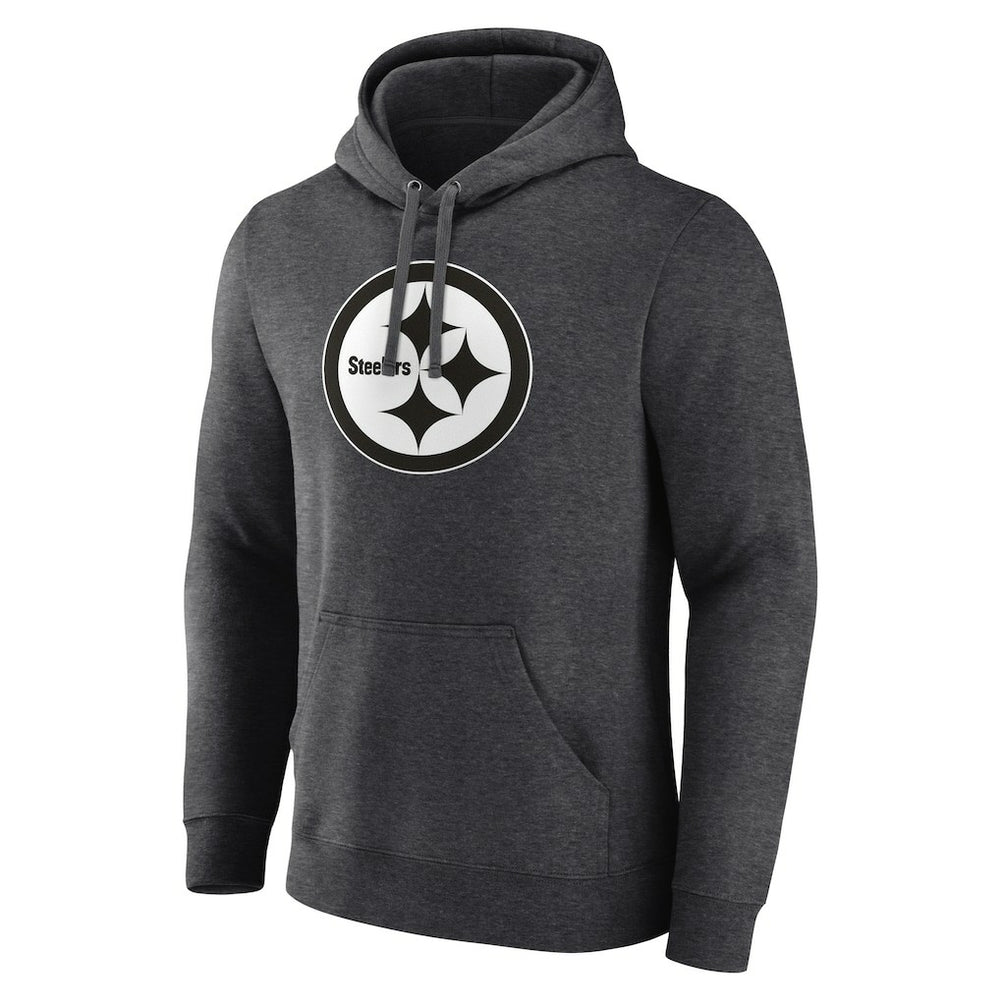 Pittsburgh Steelers Personalized Name & Number Monochrome Pullover Hoodie - Charcoal Hoodies