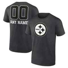 Pittsburgh Steelers Personalized Name & Number Monochrome T-Shirt - Charcoal T-shirts