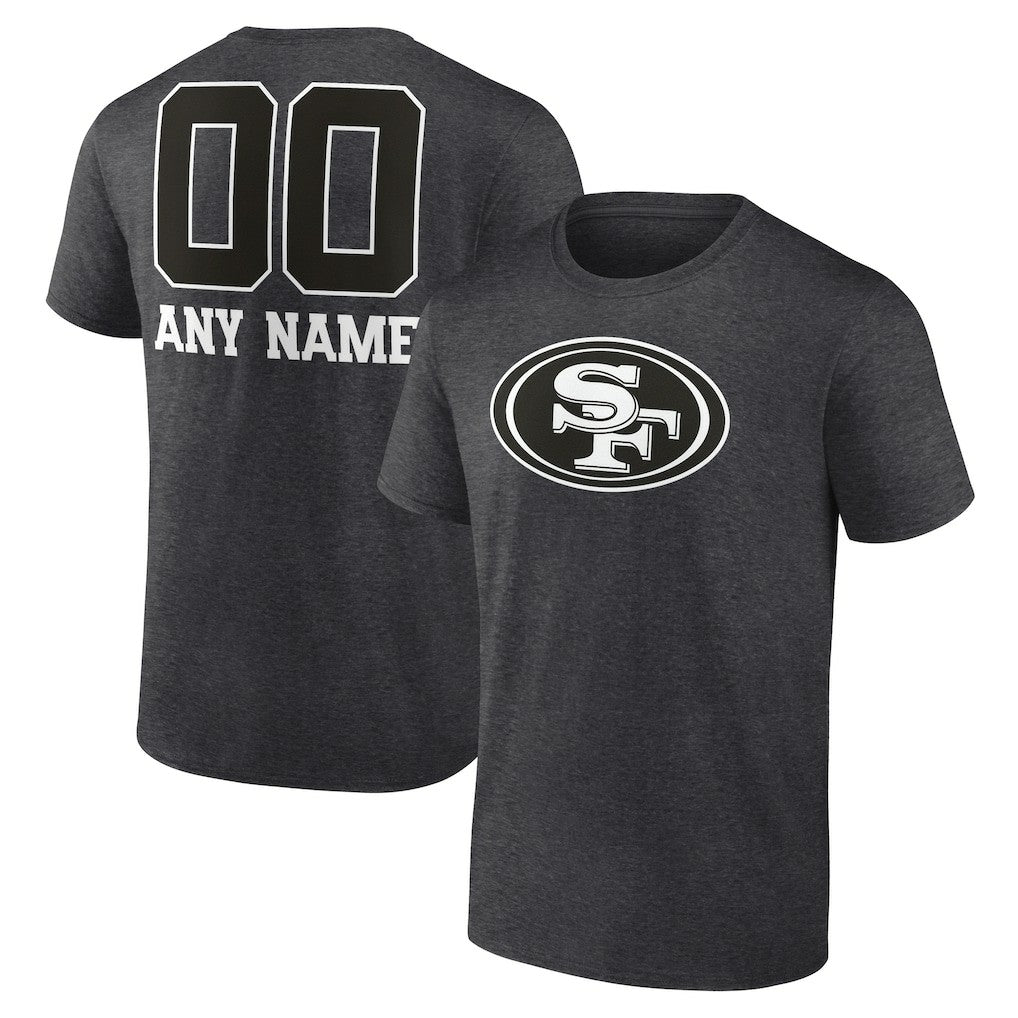 San Francisco 49ers Personalized Name & Number Monochrome T-Shirt - Charcoal T-shirts