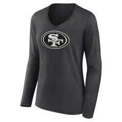 San Francisco 49ers Women's Personalized Name & Number Monochrome V-neck T-Shirt - Charcoal T-shirts