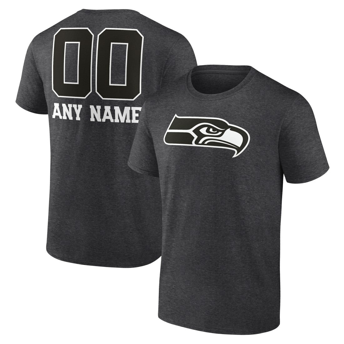 Seattle Seahawks Personalized Name & Number Monochrome T-Shirt - Charcoal T-shirts