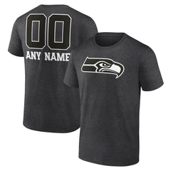 Seattle Seahawks Personalized Name & Number Monochrome T-Shirt - Charcoal T-shirts