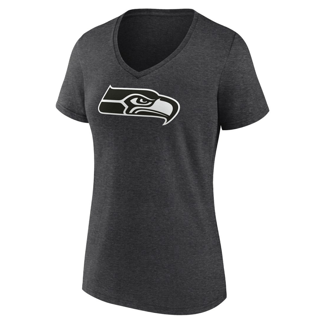 Seattle Seahawks Women's Personalized Name & Number Monochrome V-Neck Long Sleeve T-Shirt - Charcoal T-shirts