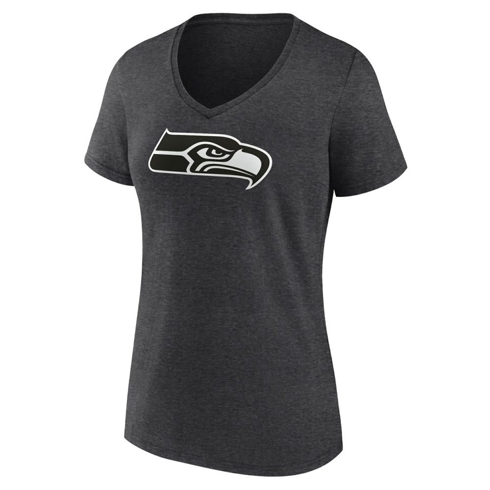 Seattle Seahawks Women's Personalized Name & Number Monochrome V-Neck Long Sleeve T-Shirt - Charcoal T-shirts
