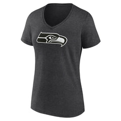 Seattle Seahawks Women's Personalized Name & Number Monochrome V-Neck Long Sleeve T-Shirt - Charcoal T-shirts