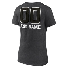 Seattle Seahawks Women's Personalized Name & Number Monochrome V-Neck Long Sleeve T-Shirt - Charcoal T-shirts