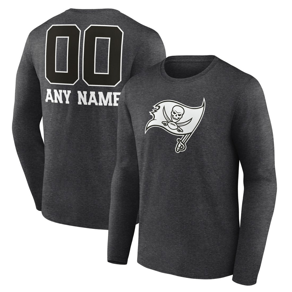 Tampa Bay Buccaneers Personalized Name & Number Monochrome Long Sleeve T-Shirt - Charcoal T-shirts