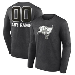Tampa Bay Buccaneers Personalized Name & Number Monochrome Long Sleeve T-Shirt - Charcoal T-shirts