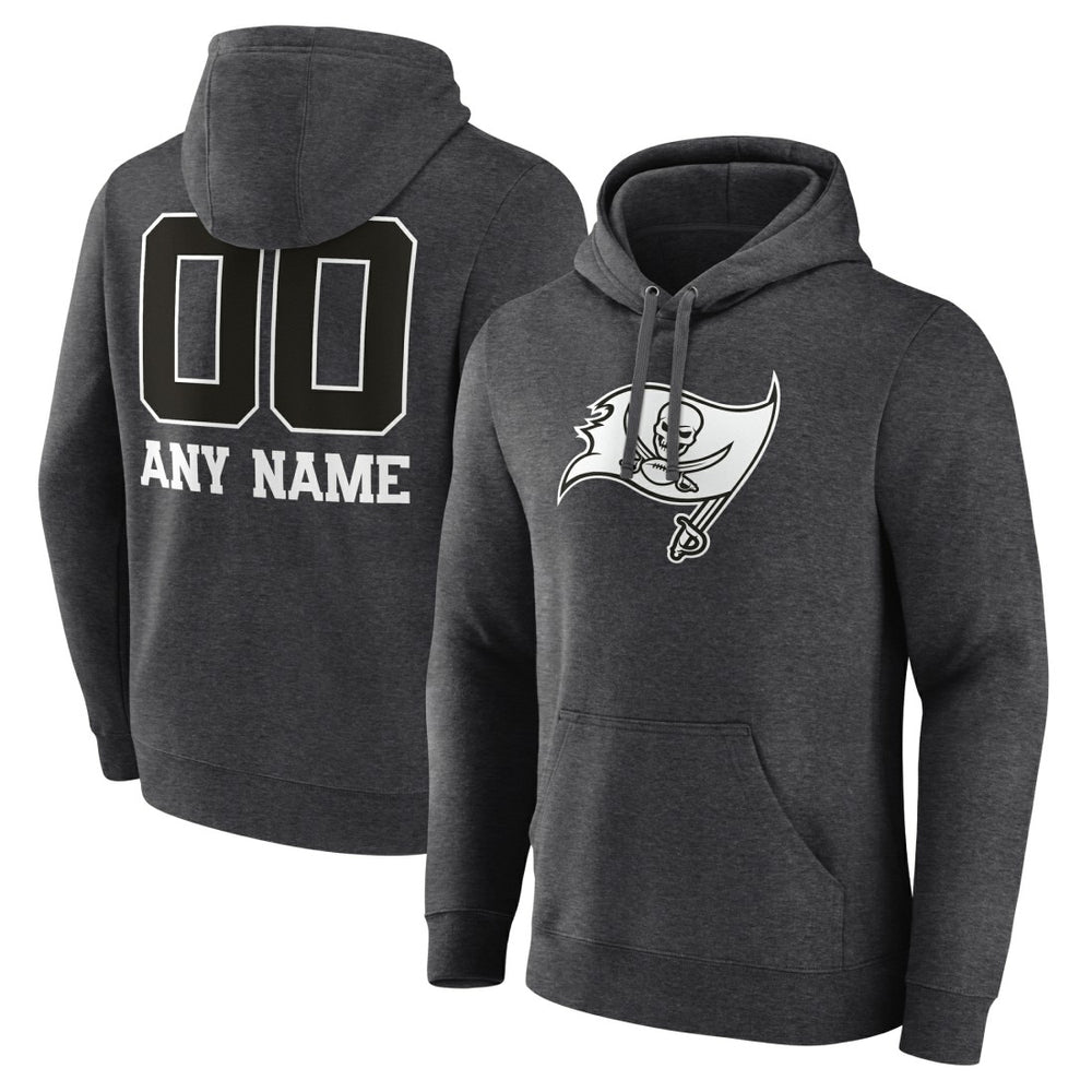 Tampa Bay Buccaneers Personalized Name & Number Monochrome Pullover Hoodie - Charcoal Hoodies