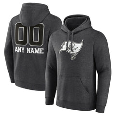 Tampa Bay Buccaneers Personalized Name & Number Monochrome Pullover Hoodie - Charcoal Hoodies