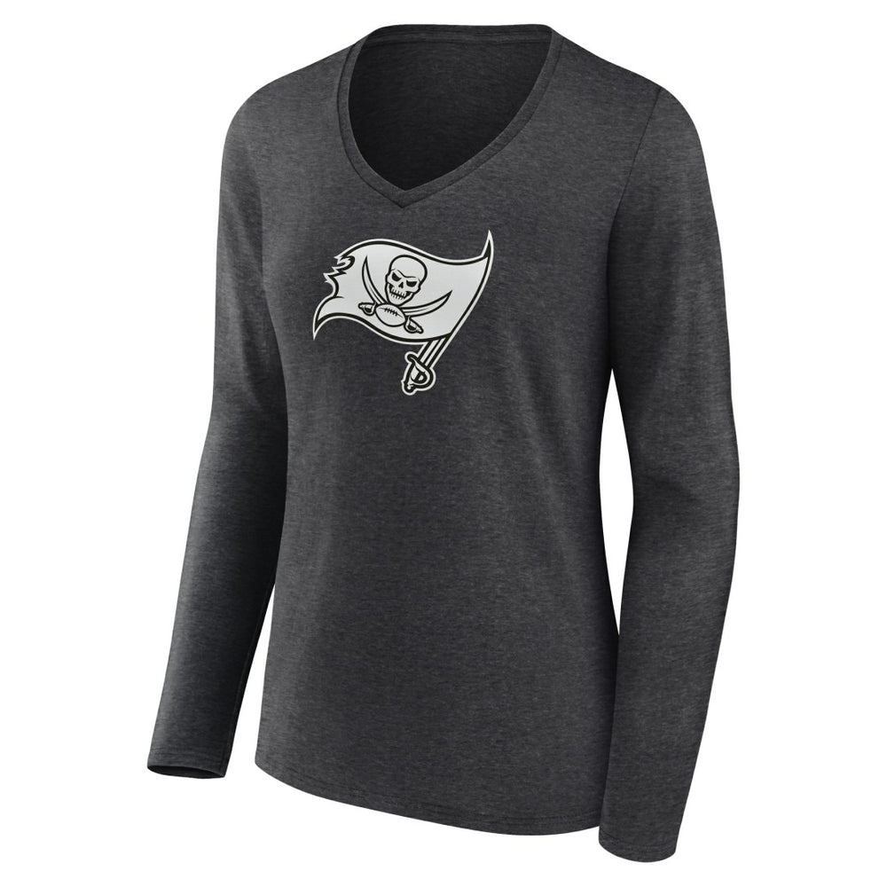 Tampa Bay Buccaneers Women's Personalized Name & Number Monochrome V-neck T-Shirt - Charcoal T-shirts