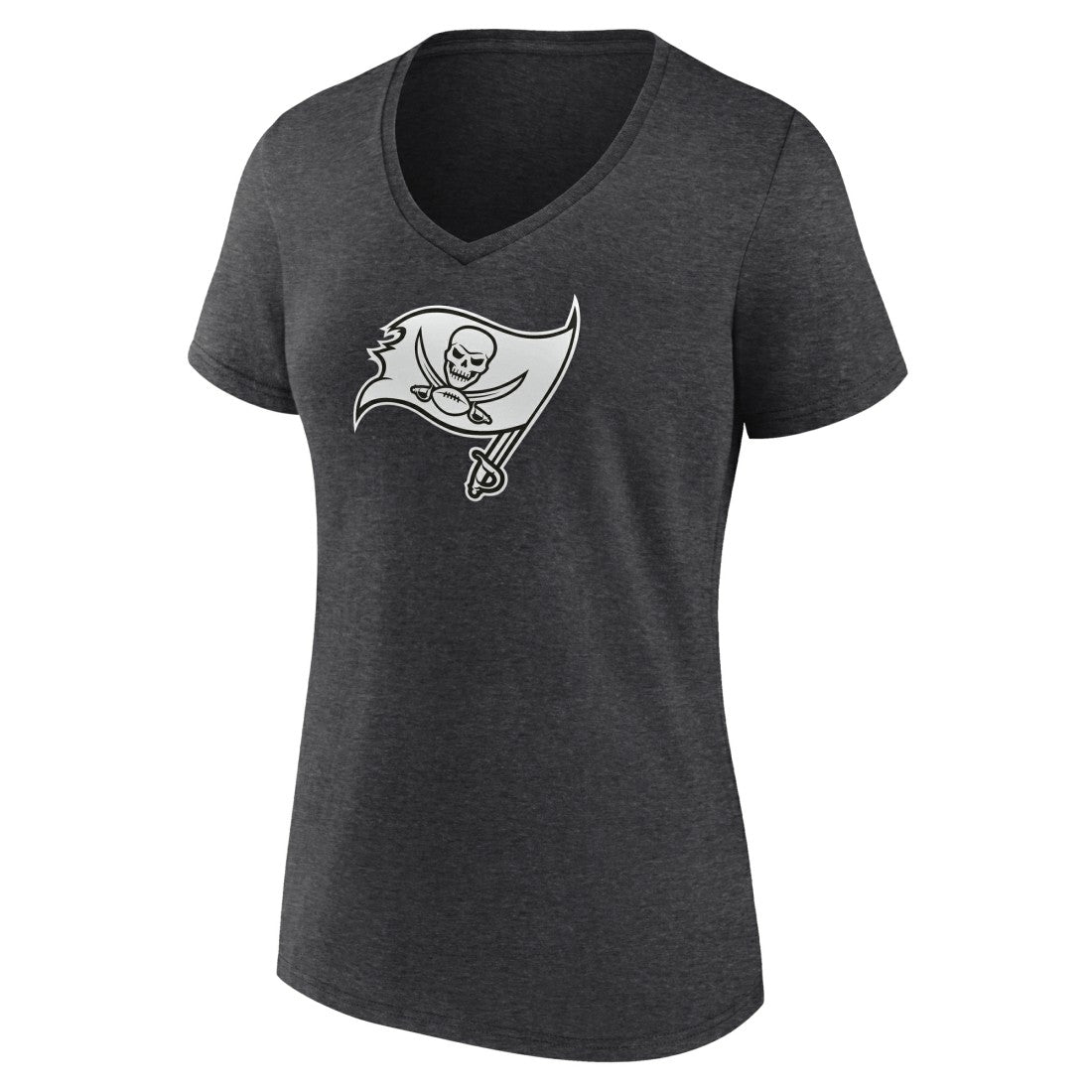 Tampa Bay Buccaneers Women's Personalized Name & Number Monochrome V-Neck Long Sleeve T-Shirt - Charcoal T-shirts