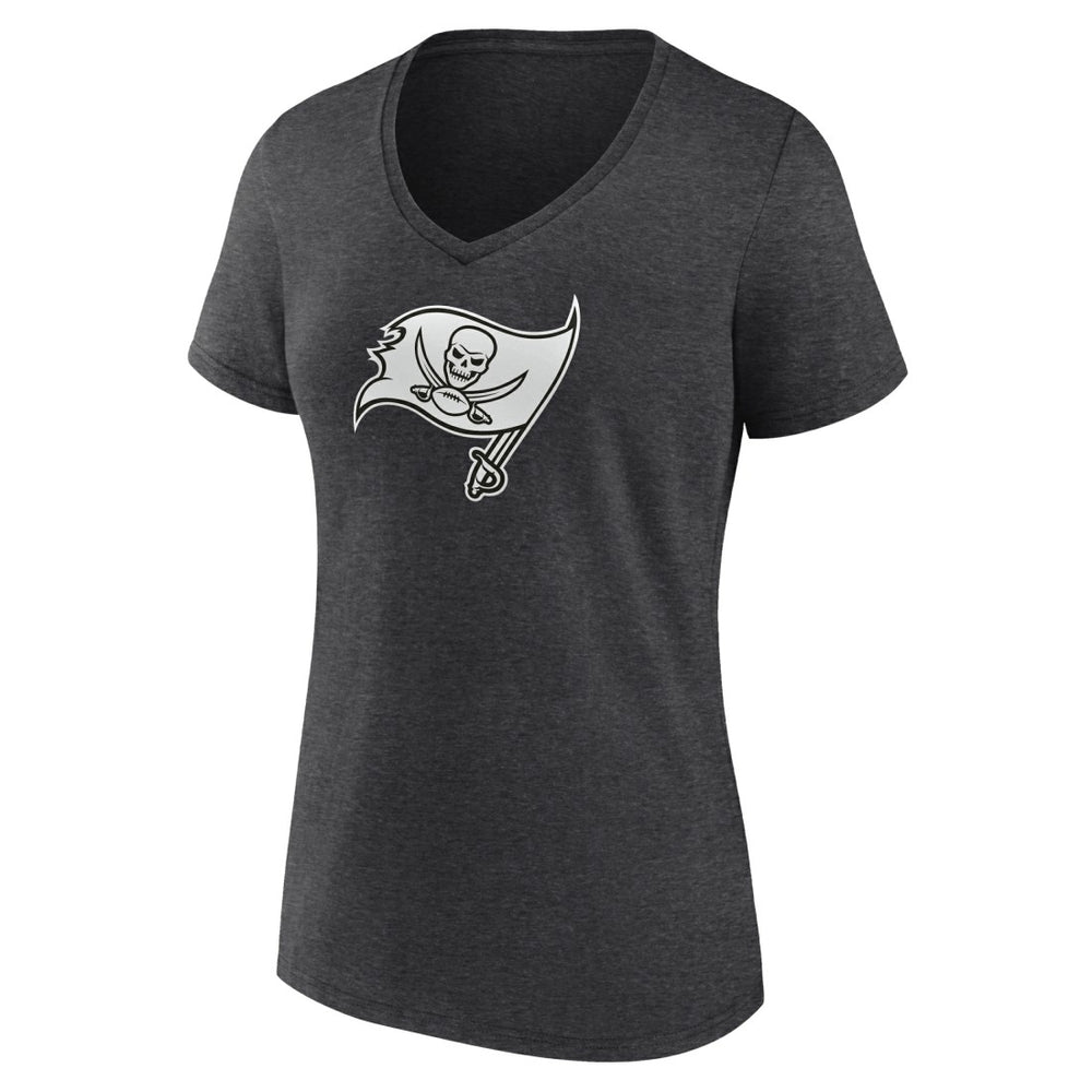 Tampa Bay Buccaneers Women's Personalized Name & Number Monochrome V-Neck Long Sleeve T-Shirt - Charcoal T-shirts