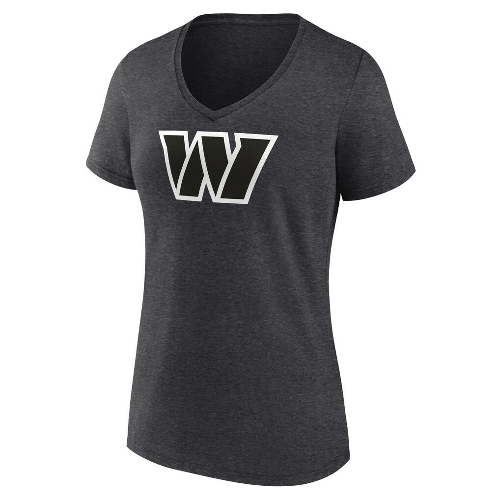 Washington Commanders Women's Personalized Name & Number Monochrome V-Neck Long Sleeve T-Shirt - Charcoal T-shirts