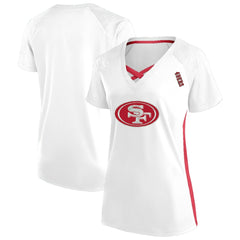 San Francisco 49ers Women's Plus Size Glitter Lace-Up V- Neck T-Shirt - Neck T-Shirt - White T-shirts