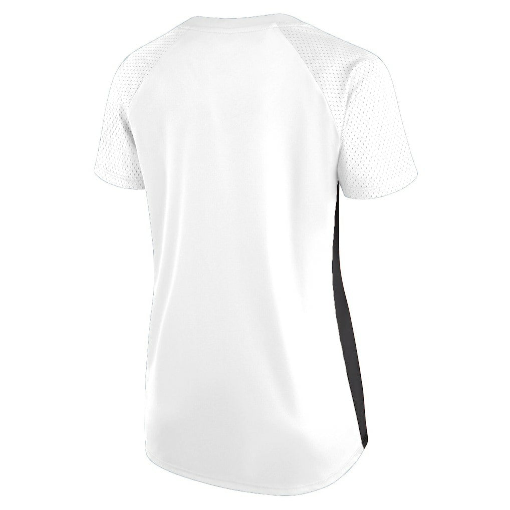 New Orleans Saints Women's Plus Size Glitter Lace-Up V- Neck T-Shirt - Neck T-Shirt - White T-shirts