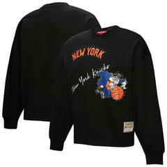 New York Knicks Women's Hardwood Classics Home Team Pullover Sweatshirt Black - Mitchell & Ness
