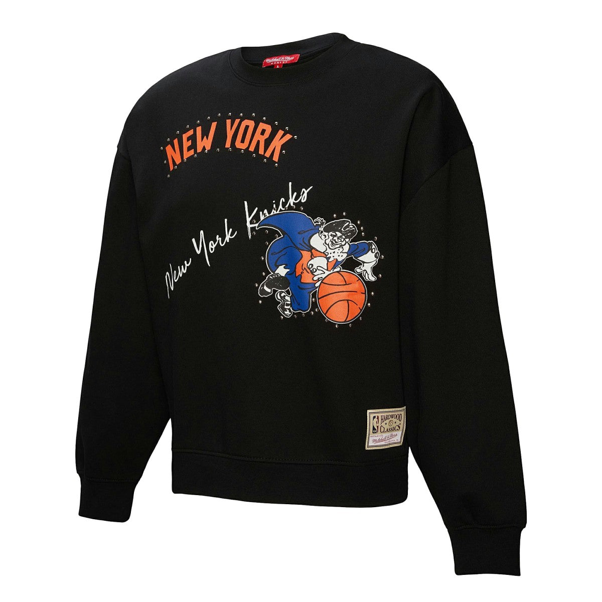 New York Knicks Women's Hardwood Classics Home Team Pullover Sweatshirt Black - Mitchell & Ness
