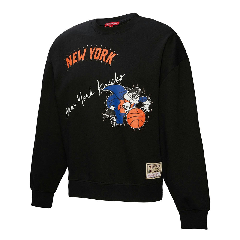 New York Knicks Women's Hardwood Classics Home Team Pullover Sweatshirt Black - Mitchell & Ness