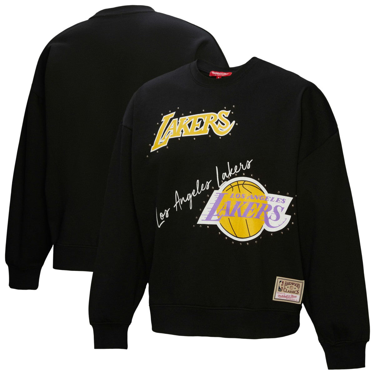 Los Angeles Lakers Women's Hardwood Classics Home Team Pullover Sweatshirt Black - Mitchell & Ness