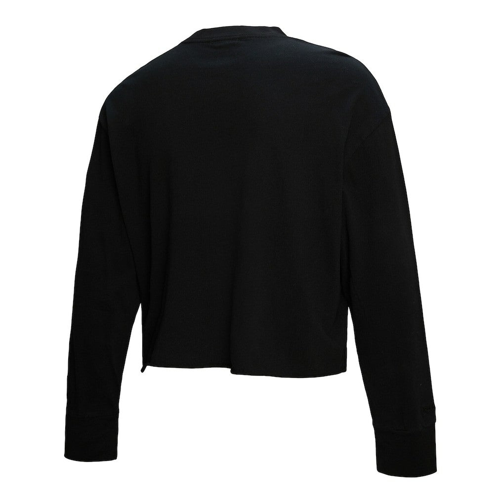 Philadelphia 76ers Women's Hardwood Classics Studded Boxy Cropped Long Sleeve T-Shirt Black - Mitchell & Ness
