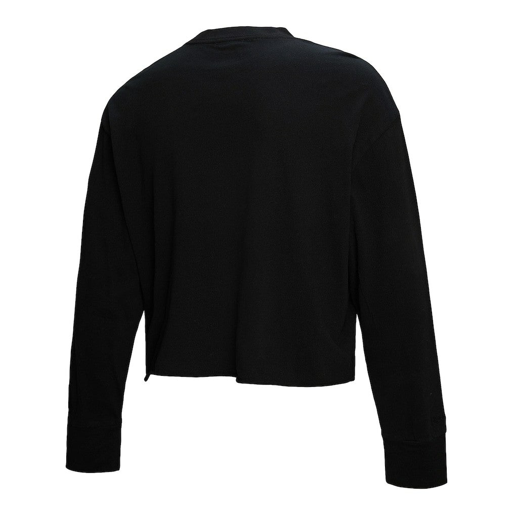 New York Knicks Women's Hardwood Classics Studded Boxy Cropped Long Sleeve T-Shirt Black - Mitchell & Ness