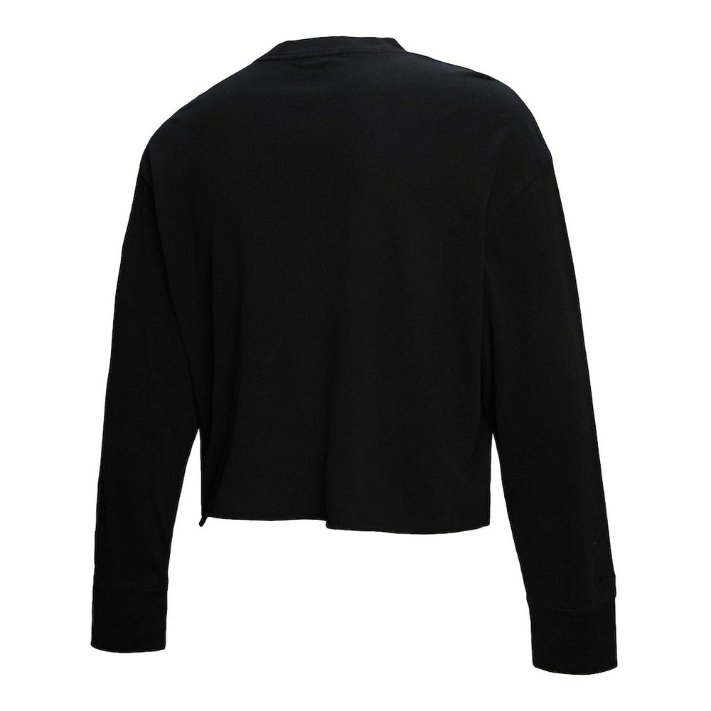New York Knicks Women's Hardwood Classics Studded Boxy Cropped Long Sleeve T-Shirt Black - Mitchell & Ness