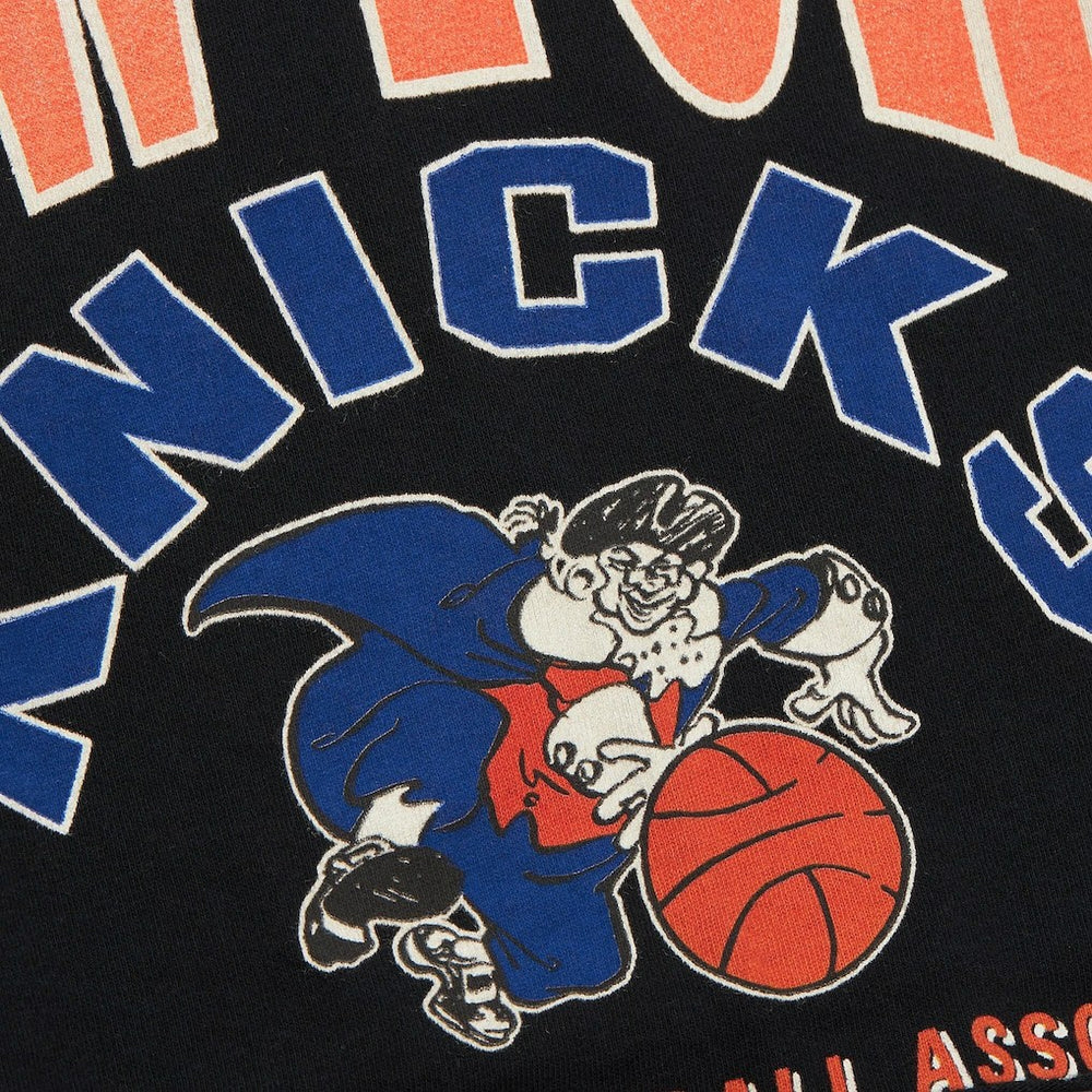 New York Knicks Women's Hardwood Classics Studded Boxy Cropped Long Sleeve T-Shirt Black - Mitchell & Ness