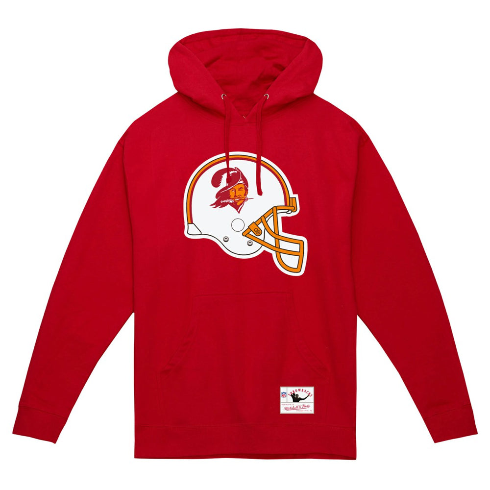 Tampa Bay Buccaneers Helmet Logo Vintage Pullover Hoodie - Red Hoodies